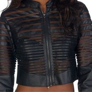 Yoki outerwear  Crew nLong sleeves Illusion stripes Cropped jacket